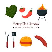 Handdragen BBQ Elements Collection vektor