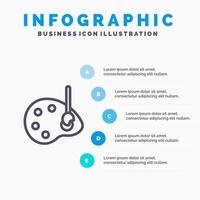 konst dra teckning redigera linje ikon med 5 steg presentation infographics bakgrund vektor
