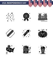 packung mit 9 usa unabhängigkeitstag feier solide glyphen zeichen und 4. juli symbole wie staaten amerikanische brücke amerika tourismus editierbare usa tag vektor design elemente