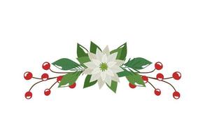 blomma jul dekorativ med grenar och blad vektor