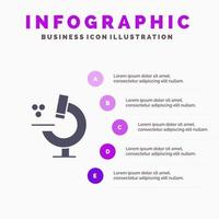 Bildung Mikroskop Wissenschaft festes Symbol Infografiken 5 Schritte Präsentationshintergrund vektor