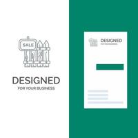 Zaun Holz Immobilien Verkauf Gartenhaus graues Logo-Design und Visitenkartenvorlage vektor