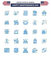 Blaue Packung mit 25 Usa-Unabhängigkeitstag-Symbolen der Feier Usa-Tag Saft Alkohol editierbare Usa-Tag-Vektordesign-Elemente vektor