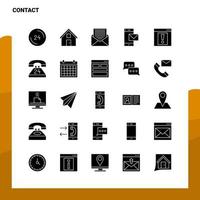 25 Kontakt-Icon-Set solide Glyphen-Icon-Vektor-Illustrationsvorlage für Web- und mobile Ideen für Unternehmen vektor