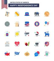 Happy Independence Day 25 Flats Icon Pack für Web und Print Play Usa American American Football editierbare Usa Day Vektordesign-Elemente vektor