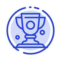 Achievement Cup Preis Trophäe blau gepunktete Linie Symbol Leitung vektor