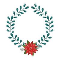 krona dekorativ jul med blomma och blad vektor