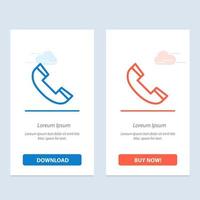 ring upp Kontakt telefon telefon blå och röd ladda ner och köpa nu webb widget kort mall vektor