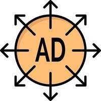 Werbeeinreichung Werbeeinreichung Anzeige flach Farbe Symbol Vektor Symbol Banner Vorlage