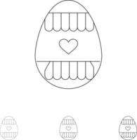 påsk ägg ägg Semester högtider djärv och tunn svart linje ikon uppsättning vektor