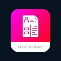 Curriculum CV Job Portfolio Mobile App Schaltfläche Android- und iOS-Glyph-Version vektor