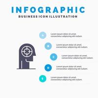 pil koncentration fokus huvud mänsklig fast ikon infographics 5 steg presentation bakgrund vektor