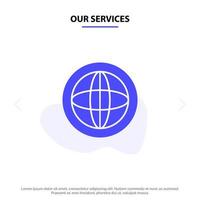 vår tjänster Centrum kommunikation global hjälp Stöd fast glyf ikon webb kort mall vektor