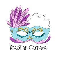 Akvarell brasiliansk mask till karnaval vektor