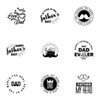 Liebe dich Papa Kartendesign für glücklichen Vatertag Typografie-Sammlung 9 schwarzes Design editierbare Vektordesign-Elemente vektor