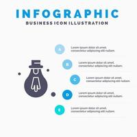 Glühbirne Licht Motivation festes Symbol Infografiken 5 Schritte Präsentationshintergrund vektor