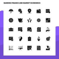 25 Symbolsatz für Bankfinanzierung und Marktwirtschaft Solide Glyphensymbolvektor-Illustrationsvorlage für Web- und mobile Ideen für Unternehmen vektor