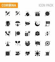 Coronavirus-Bewusstseinssymbol 25 solide Glyphensymbole Symbol enthalten Tod Sargbrett medizinisches Zeichen Gesundheitswesen virales Coronavirus 2019nov Krankheitsvektor-Designelemente vektor