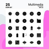 25 multimedia ikon uppsättning 100 redigerbar eps 10 filer företag logotyp begrepp idéer fast glyf ikon design vektor
