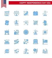 25 usa blau zeichen unabhängigkeitstag feier symbole der einladung usa kalender ausblick wahrzeichen editierbare usa tag vektor design elemente