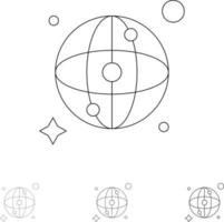 Symbolsatz für das Weltkartennetzwerk mit fetten und dünnen schwarzen Linien vektor
