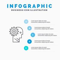 lösning hjärna redskap man mekanism personlig arbetssätt linje ikon med 5 steg presentation infographics bakgrund vektor
