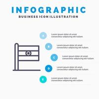 indisk flagga tecken dag linje ikon med 5 steg presentation infographics bakgrund vektor