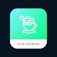 te kopp varm kaffe mobil app knapp android och ios linje version vektor