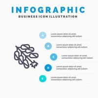 fyrverkeri Kina kinesisk smällare blå infographics mall 5 steg vektor linje ikon mall