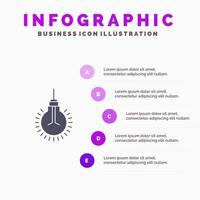 Glühbirne Idee Tipps Vorschlag festes Symbol Infografiken 5 Schritte Präsentationshintergrund vektor