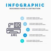 Klimaanlage ac Zimmer blau Infografiken Vorlage 5 Schritte Vektorlinie Symbol Vorlage vektor