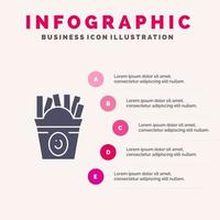 frites snabb mat mat USA fast ikon infographics 5 steg presentation bakgrund vektor