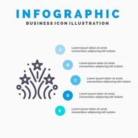 brand fyrverkeri kärlek bröllop linje ikon med 5 steg presentation infographics bakgrund vektor