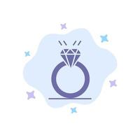 ringa diamant förslag äktenskap kärlek blå ikon på abstrakt moln bakgrund vektor
