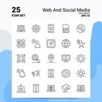 25 Web- und Social-Media-Icon-Set 100 editierbare eps 10-Dateien Business-Logo-Konzept-Ideen-Line-Icon-Design vektor