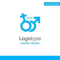 kön manlig kvinna symbol blå fast logotyp mall plats för Tagline vektor