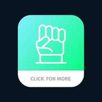 Freiheit Hand menschliche Macht Stärke mobile App-Schaltfläche Android- und iOS-Linienversion vektor