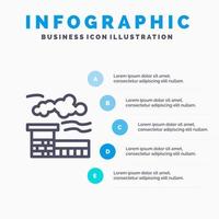 Fabrikindustrie Landschaftslinie Symbol mit 5 Schritten Präsentation Infografiken Hintergrund vektor