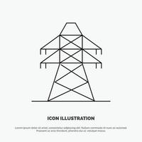 elektrische Energieübertragung Übertragungsturmlinie Symbolvektor vektor