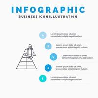 Raumstation Flugzeug Raumschiff Startlinie Symbol mit 5 Schritten Präsentation Infografiken Hintergrund vektor