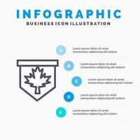 märka blad kanada tecken linje ikon med 5 steg presentation infographics bakgrund vektor