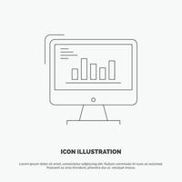 Diagram analys företag dator diagram marknadsföring trender linje ikon vektor