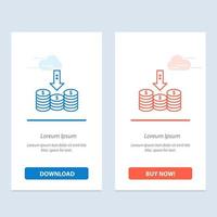 mynt kontanter pengar ner pil blå och röd ladda ner och köpa nu webb widget kort mall vektor