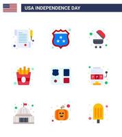 9 USA platt packa av oberoende dag tecken och symboler av kasino amerikan bbq skydda frites redigerbar USA dag vektor design element