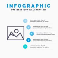 Landschaftsfoto Fotograf Fotografie Liniensymbol mit 5 Schritten Präsentation Infografiken Hintergrund vektor