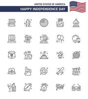 25 Linienschilder für Usa-Unabhängigkeitstag-Kuchenparty Amerikanisches Unabhängigkeitsfest editierbare Usa-Tag-Vektordesign-Elemente vektor