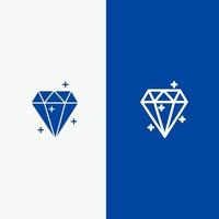 diamant kristall Framgång pris- linje och glyf fast ikon blå baner linje och glyf fast ikon blå baner vektor