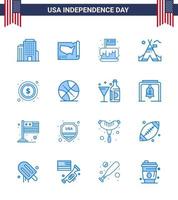 bearbeitbares Vektorlinienpaket von usa day 16 simple blues of money american cake camp tent kostenlos bearbeitbare usa day vector design elements