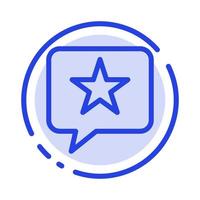 chatt favorit meddelande stjärna blå prickad linje linje ikon vektor