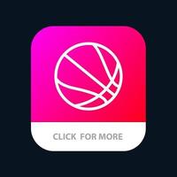 Bildung Ball Basketball mobile App-Schaltfläche Android- und iOS-Linienversion vektor